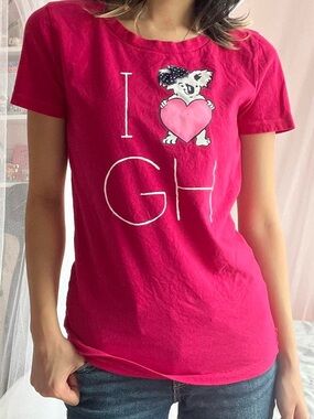 Gilly Hicks Hot Pink Koala Heart Graphic Tee